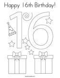 Happy 16th Birthday Coloring Page