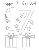 Happy 17th Birthday Coloring Page