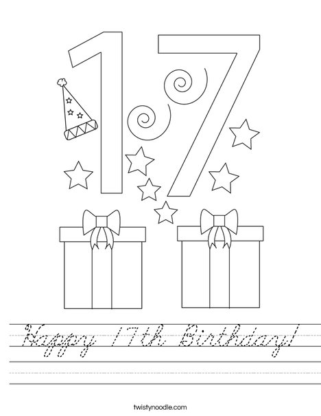 Happy 17th Birthday! Worksheet