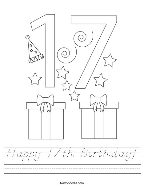 Happy 17th Birthday! Worksheet