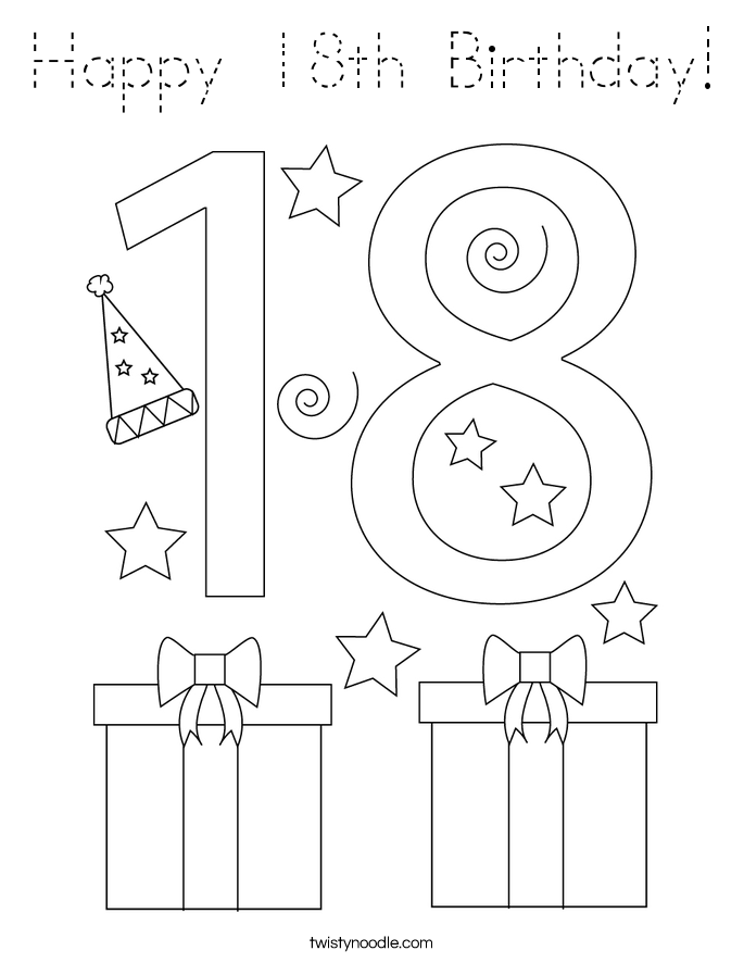 Happy 18th Birthday! Coloring Page