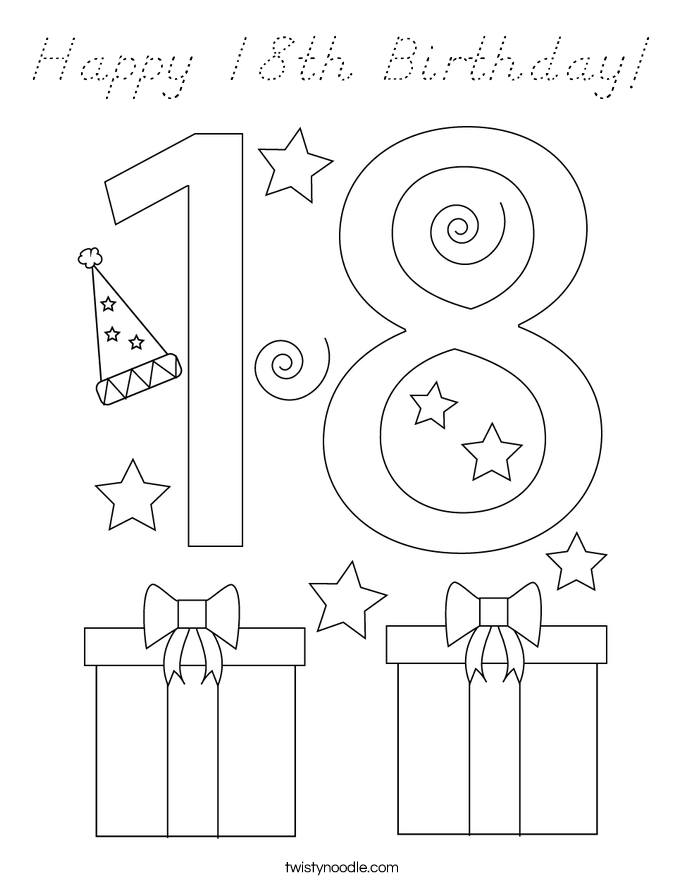 Happy 18th Birthday! Coloring Page