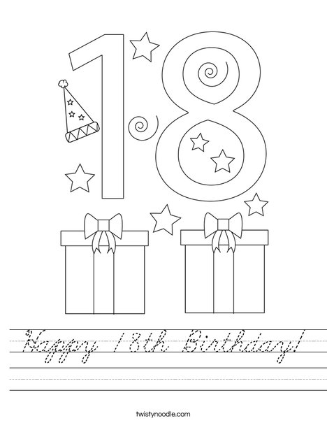 Happy 18th Birthday! Worksheet