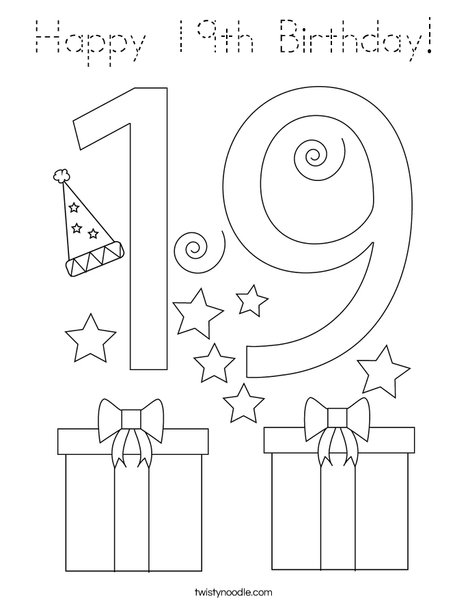 Happy 19th Birthday! Coloring Page
