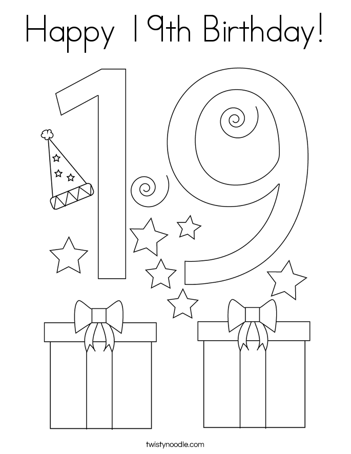 Happy 19th Birthday! Coloring Page