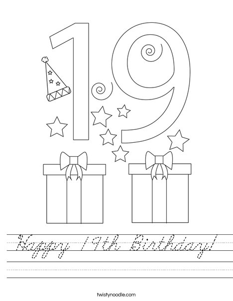 Happy 19th Birthday! Worksheet