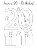 Happy 20th Birthday Coloring Page