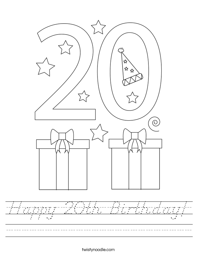 Happy 20th Birthday! Worksheet