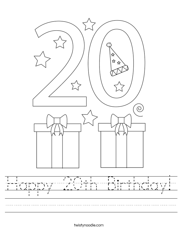 Happy 20th Birthday! Worksheet