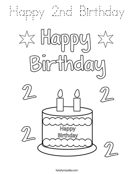 Happy 2nd Birthday! Coloring Page