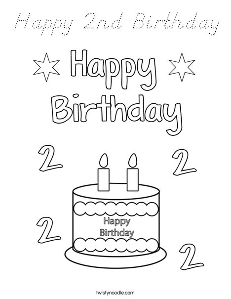 Happy 2nd Birthday! Coloring Page