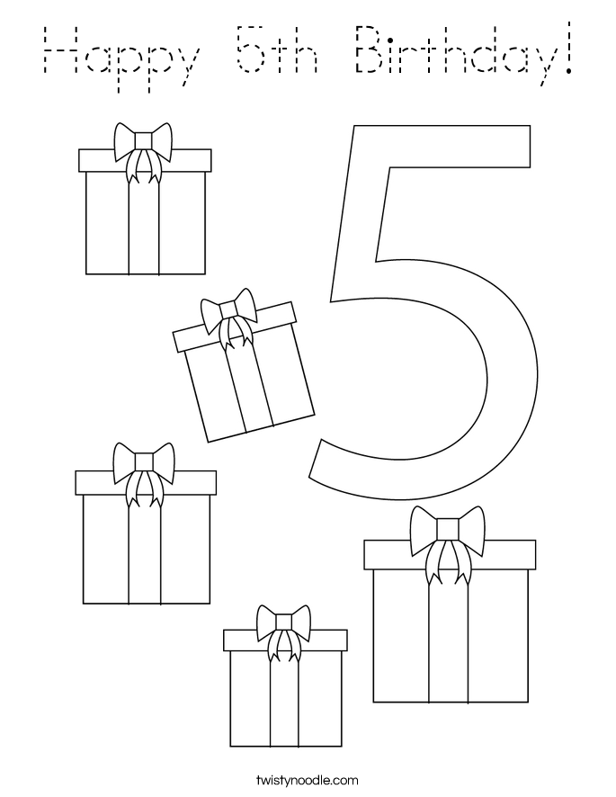 Happy 5th Birthday! Coloring Page