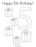 Happy 5th Birthday Coloring Page