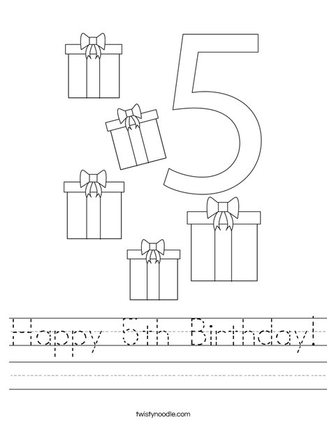 Happy 5th Birthday! Worksheet