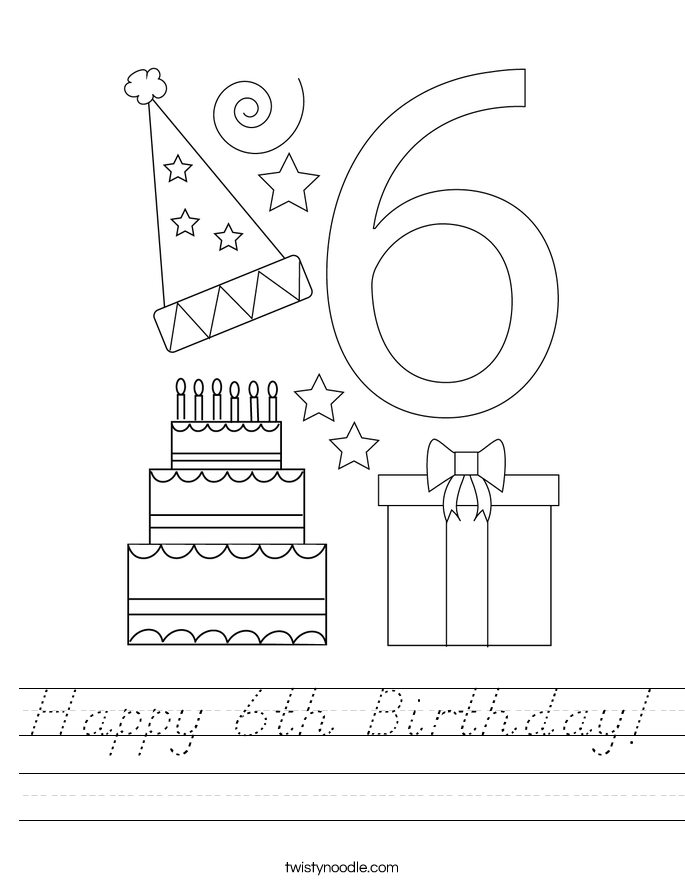 Happy 6th Birthday! Worksheet
