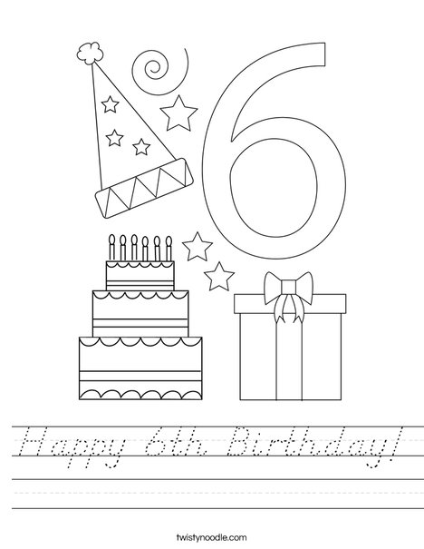 Happy 6th Birthday! Worksheet