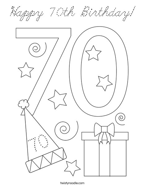 Happy 70th Birthday! Coloring Page