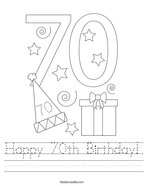 Happy 70th Birthday Handwriting Sheet
