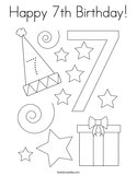 Happy 7th Birthday Coloring Page