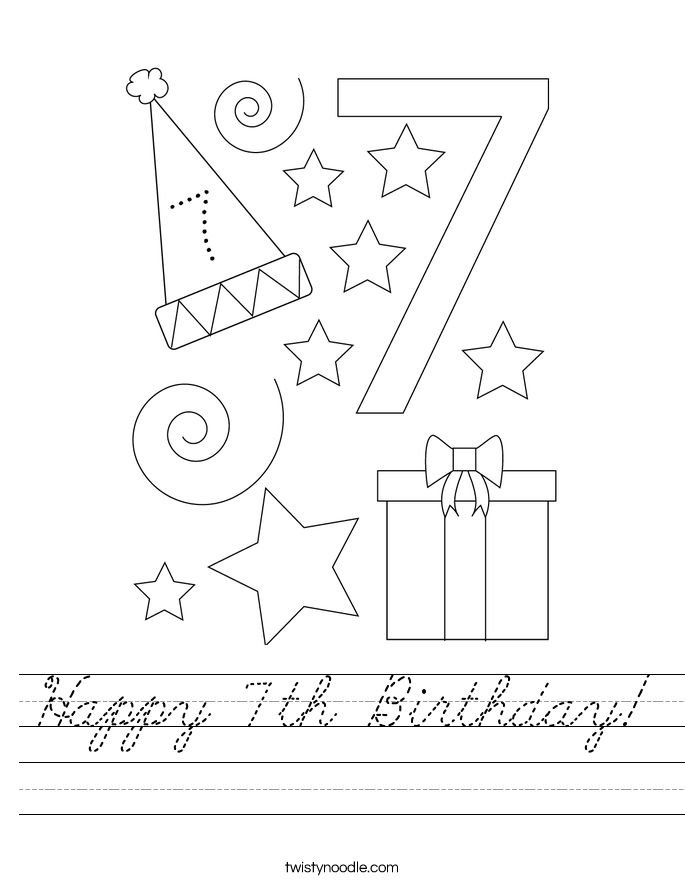 Happy 7th Birthday! Worksheet