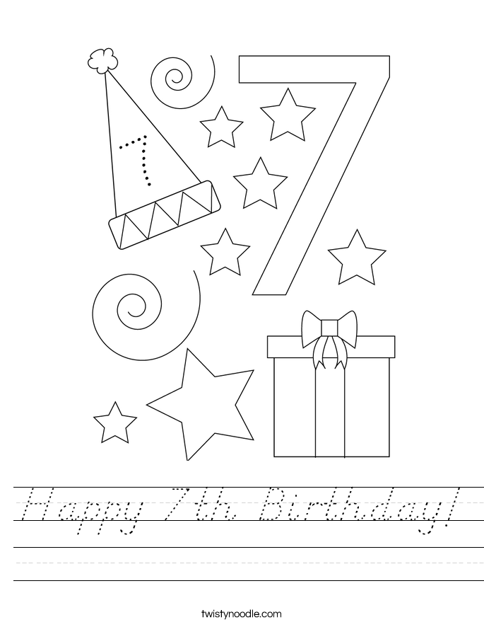Happy 7th Birthday! Worksheet