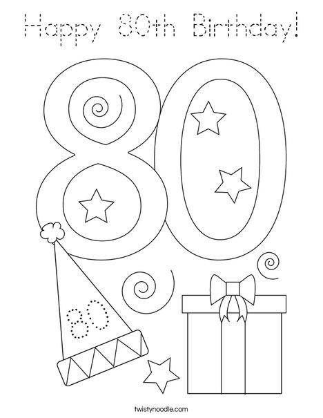 Happy 80th Birthday! Coloring Page