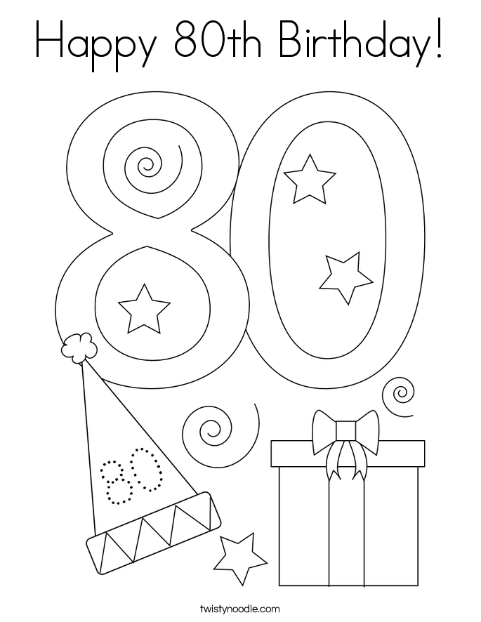 Happy 80th Birthday! Coloring Page
