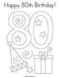 Happy 80th Birthday Coloring Page