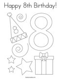 Happy 8th Birthday Coloring Page