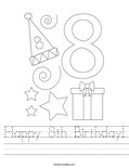 Happy 8th Birthday! Worksheet
