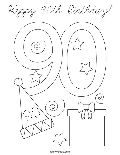 Happy 90th Birthday! Coloring Page