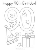 Happy 90th Birthday Coloring Page