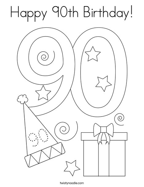 Happy 90th Birthday! Coloring Page