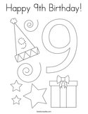 Happy 9th Birthday Coloring Page