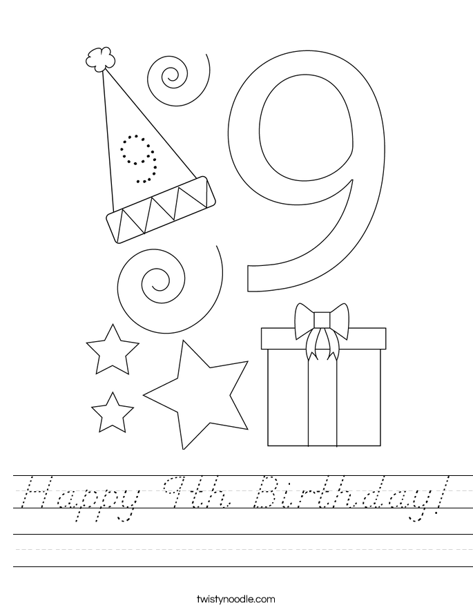 Happy 9th Birthday! Worksheet