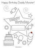 Happy Birthday Daddy Monster! Coloring Page