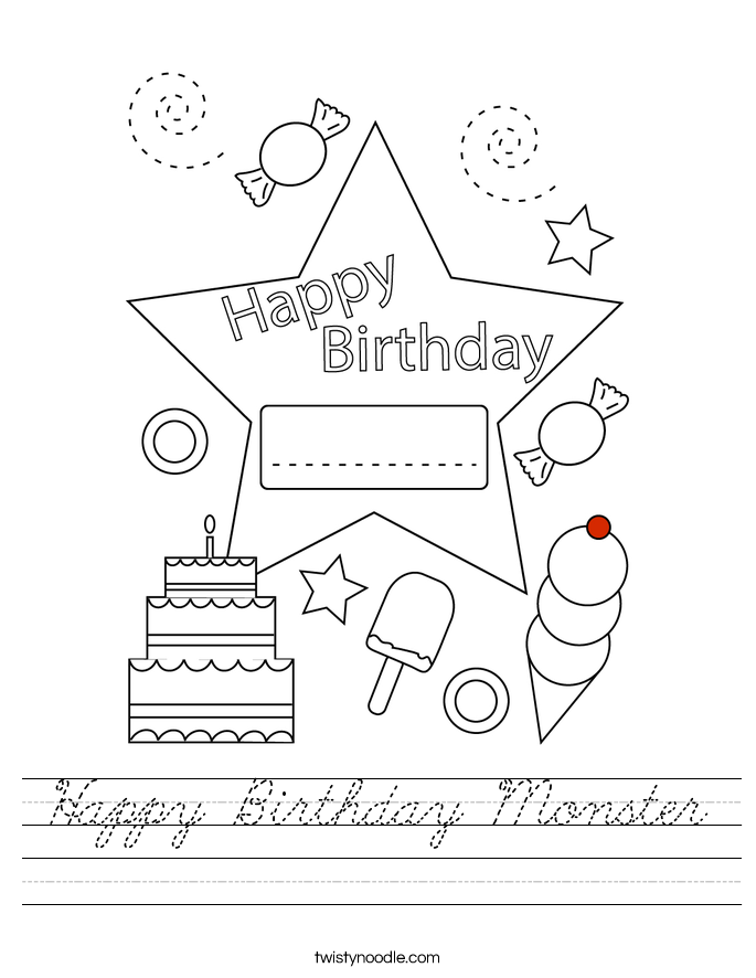 Happy Birthday Monster Worksheet