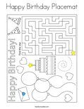 Happy Birthday Placemat Coloring Page