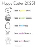 Happy Easter 2025 Coloring Page