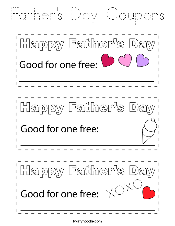 Father's Day Coupons Coloring Page
