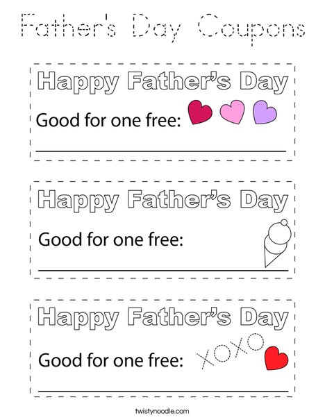 Father's Day Coupons Coloring Page