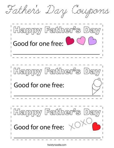Father's Day Coupons Coloring Page