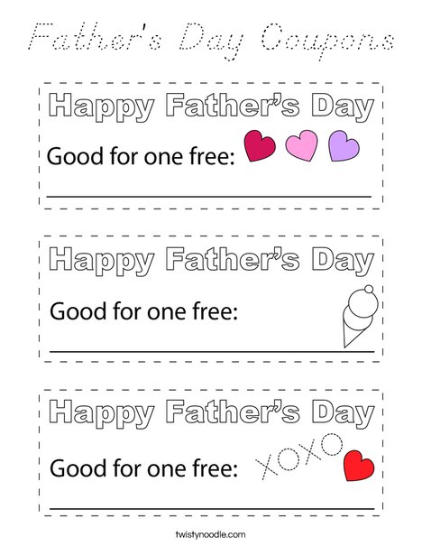 Father's Day Coupons Coloring Page