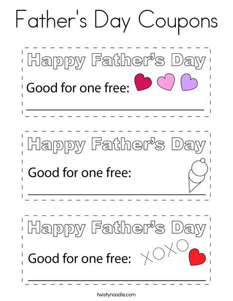 Father's Day Coupons Coloring Page