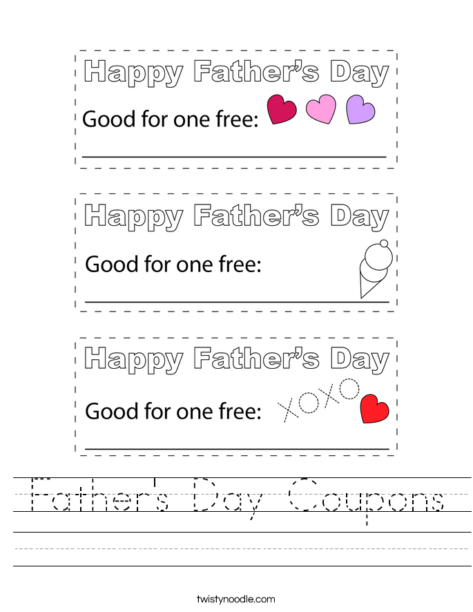 Father's Day Coupons Worksheet