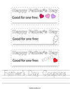 Father's Day Coupons Handwriting Sheet