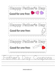 Father's Day Coupons Handwriting Sheet