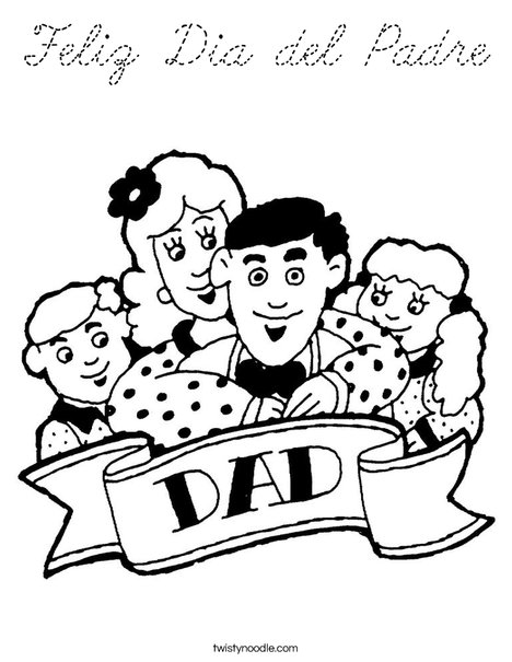 Dad and Family Coloring Page
