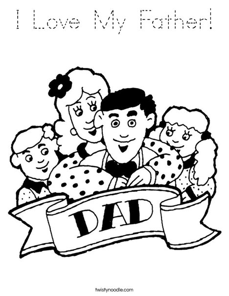 Dad and Family Coloring Page