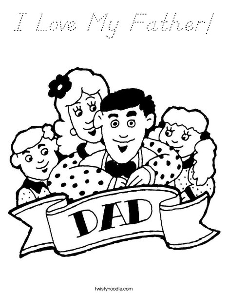 Dad and Family Coloring Page
